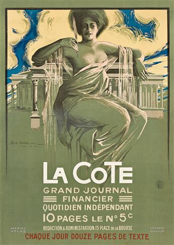 GEORGES DORIVAL (1879-1968). LA COTE / GRAND JOURNAL FINANCIER. 1910. 34x24¼ inches, 86½x61½ cm. H. Bouquet, Paris.                              